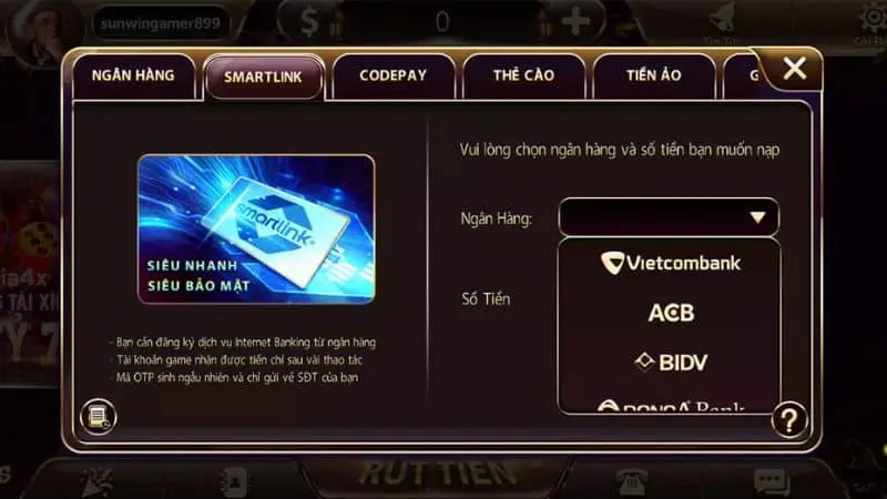 Nạp Tiền SUNWIN - 6 Bước Nạp Nhanh Và An Toàn Nhất 2026 Nạp tiền Sunwin qua Smartlink đơn giản, nhanh chóng và bảo mật